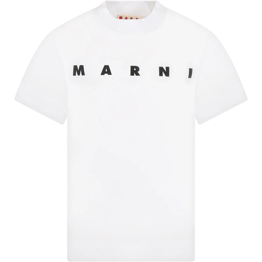 Marni White T-shirt For Kids With Logo 1