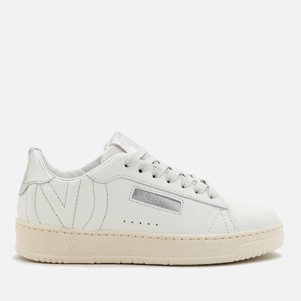 undefined VALENTINO WOMEN'S APOLLO LEATHER BASKET TRAINERS - WHITE/SILVER