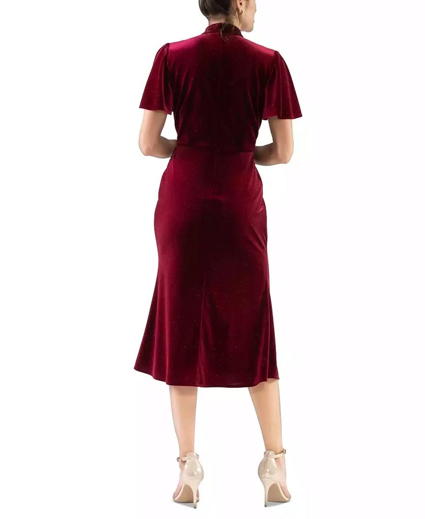 julia jordan Women's Velvet Mock-Neck Flutter-Sleeve Dress 3