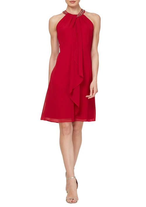 SLNY Beaded Chiffon Dress 1