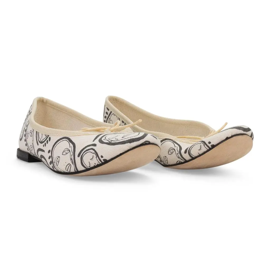 Repeto x Patrick Church EXCLUSIVE PC PRINTED BALLET WHITE/BLACK FLATS