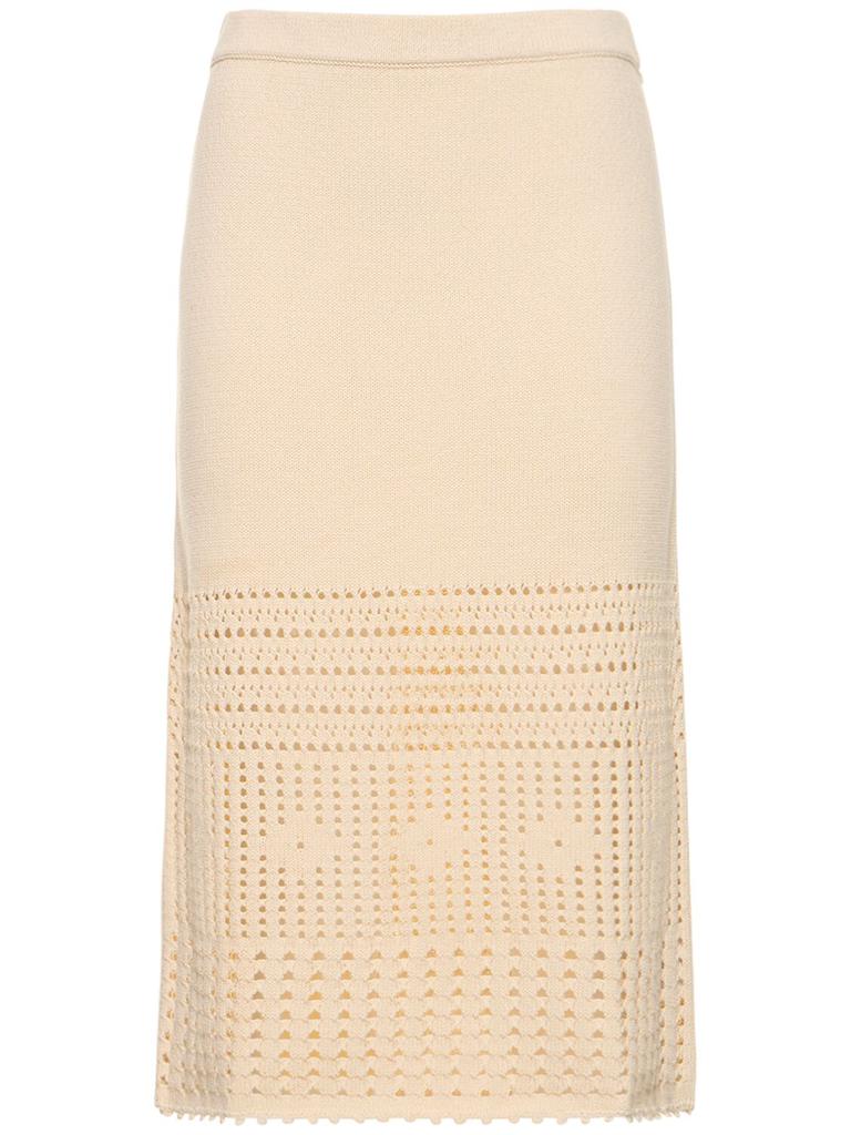 REFORMATION Carter Novelty Knit Cotton Midi Skirt