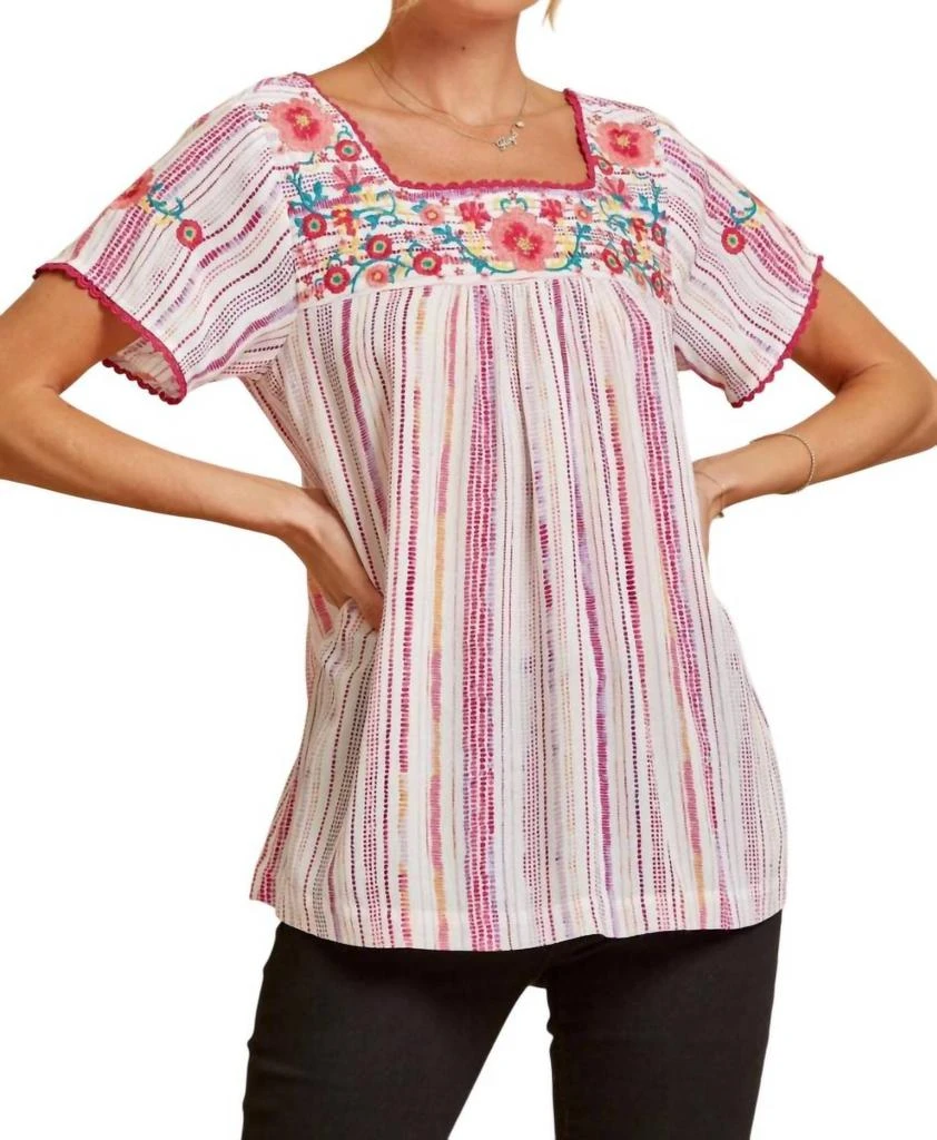 ANDREE BY UNIT Babydoll Embroidered Top In Ivory Magenta - Shirts - Compare  Prices from 2+ Stores - BeyondStyle