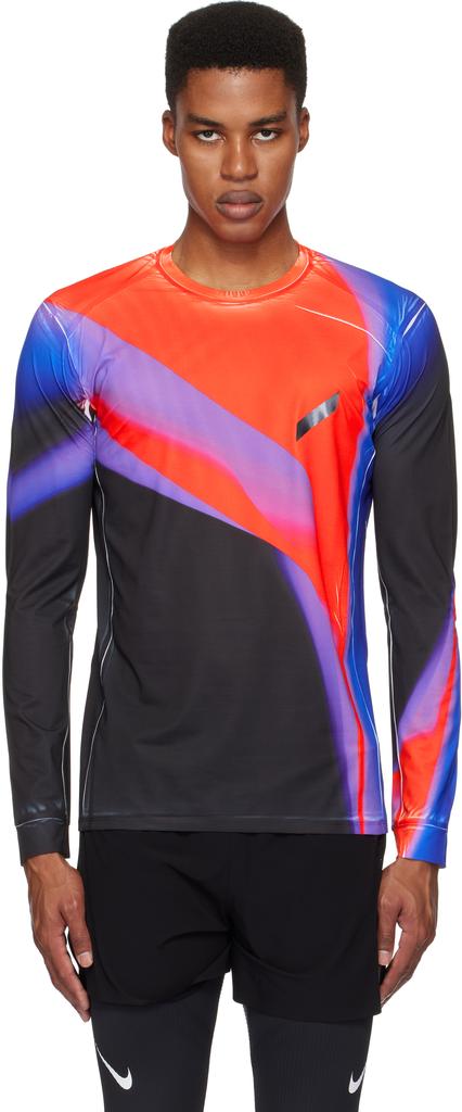 Soar Running Black & Red Long Sleeve Printed Tech T-shirt