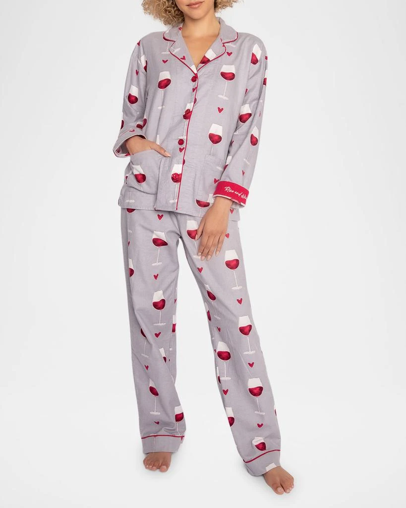 PJ Salvage Rise and Wine Printed Flannel Pajama Set 2