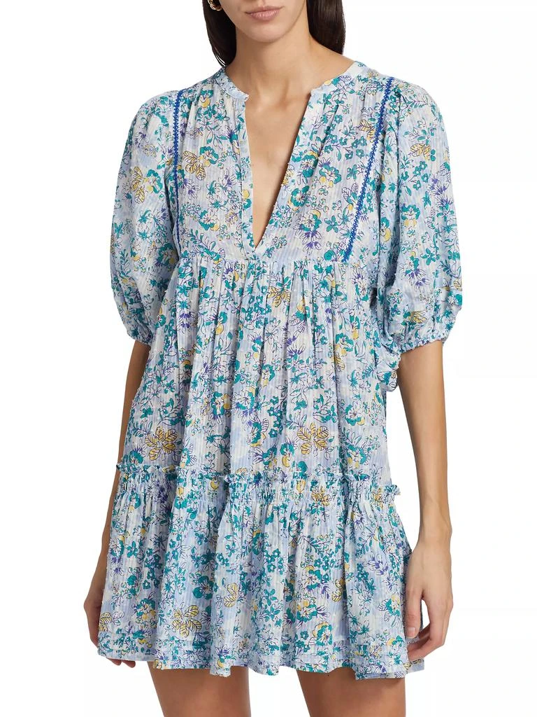 Poupette St Barth Aria Floral Swiss-Dot Minidress 3