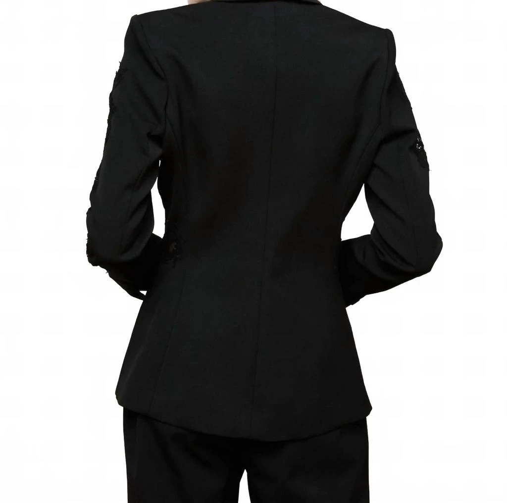 L
Agence Clementine Lace Applique Blazer In Black 2