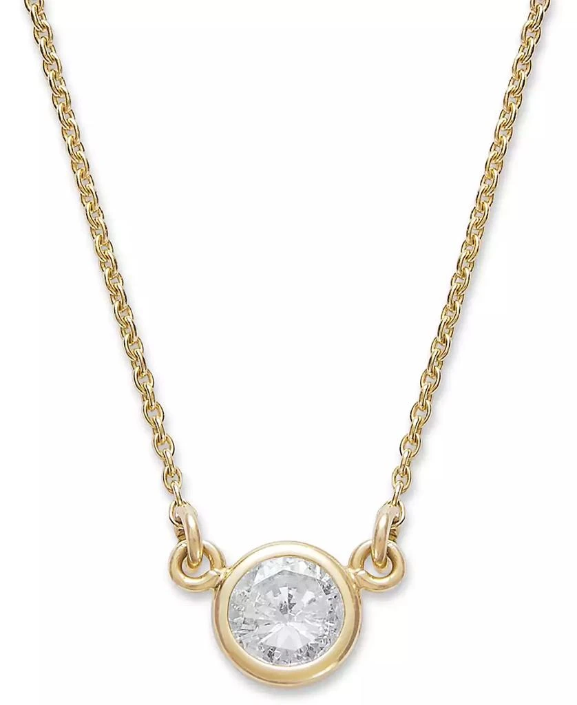 Macy's Bezel-Set Diamond Pendant Necklace (1/5 ct. t.w.) in 14K Gold or White Gold 1