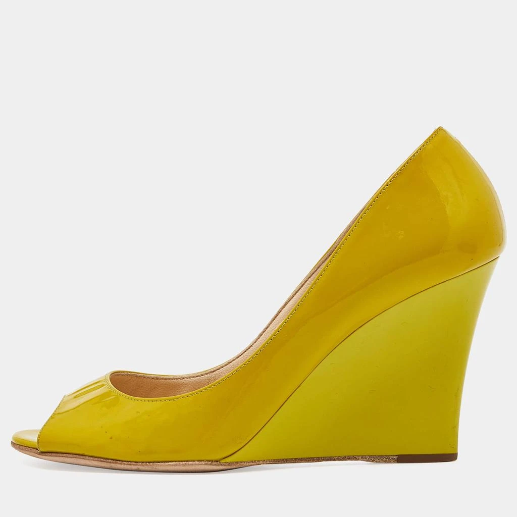 Jimmy Choo Jimmy Choo Yellow Patent Leather Baxen Peep Toe Wedge Pumps 36 1