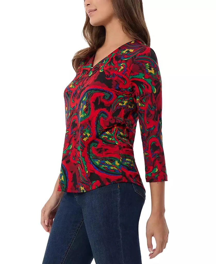 JONES NEW YORK Petite Printed Keyhole 3/4-Sleeve Top 2