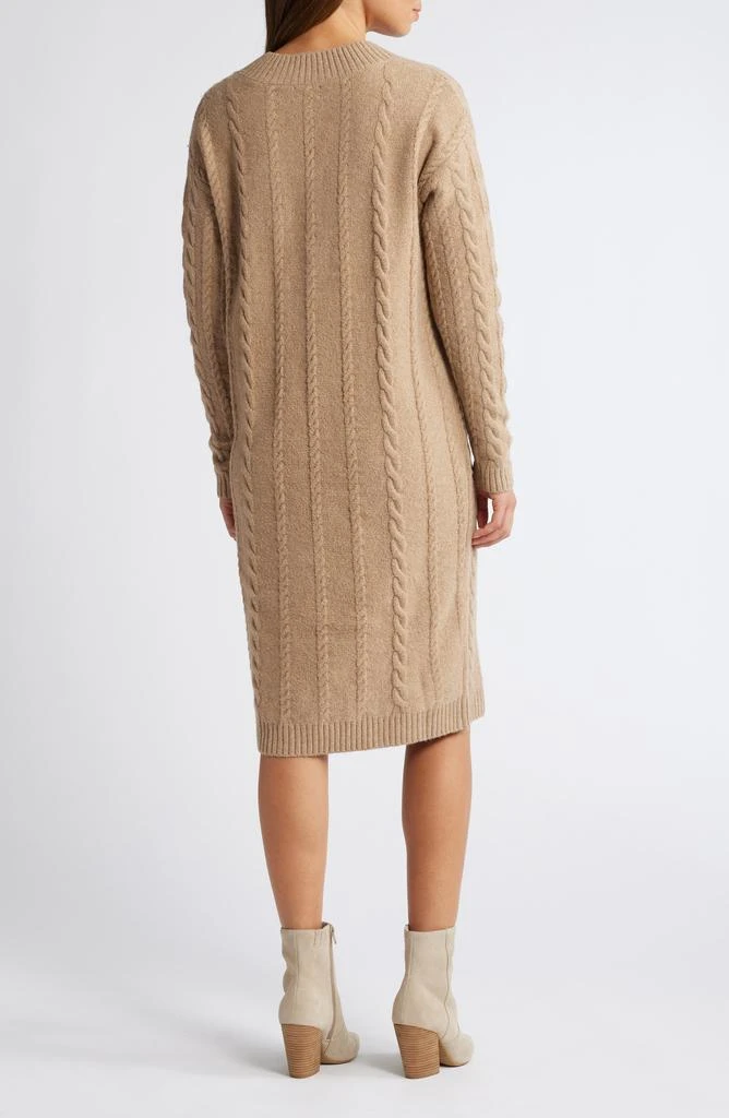 Caslon Long Sleeve Cable Stitch Sweater Dress 2