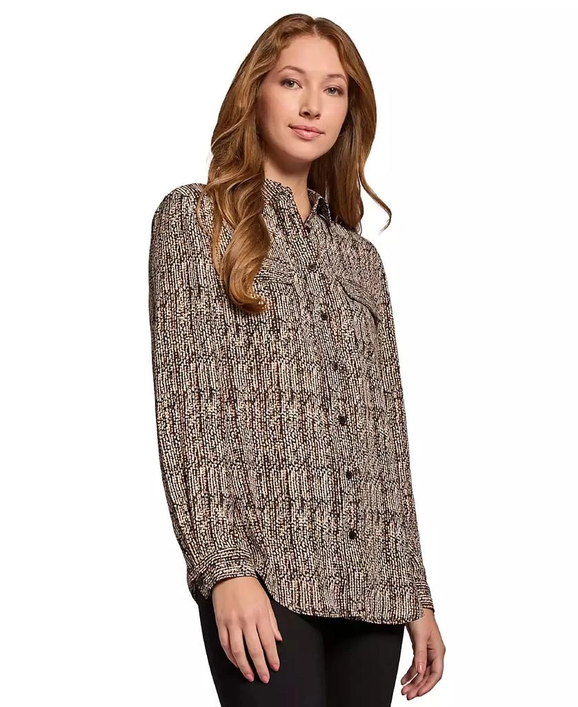 JONES NEW YORK Women's Printed Slim-Fit Utility Blouse 2