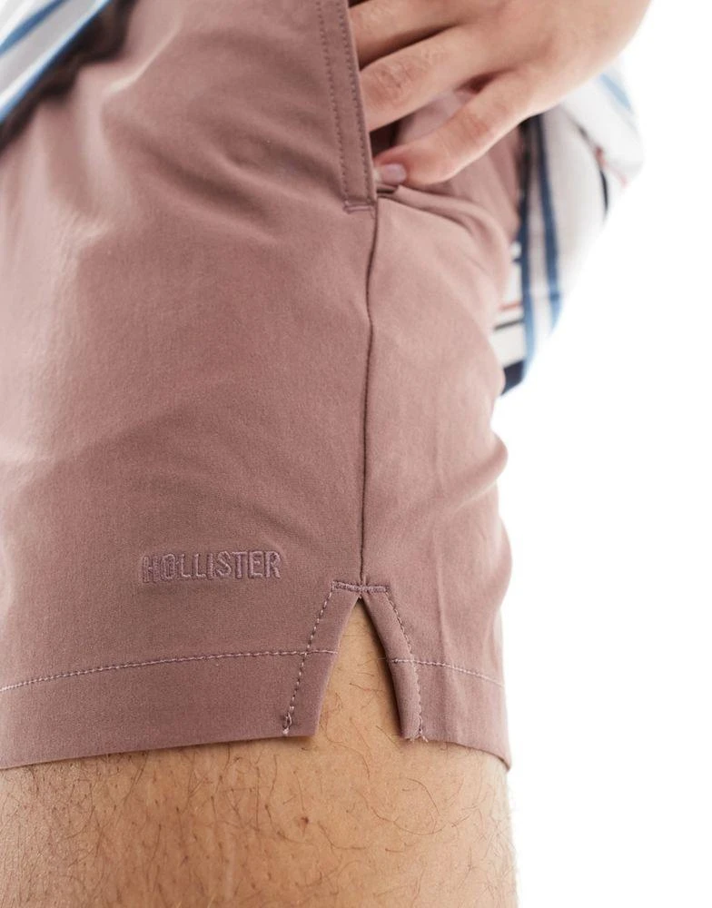 HOLLISTER Hollister 5inch tonal logo nylon hybrid shorts in dusky pink 3