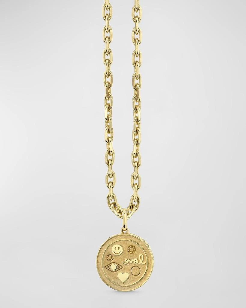 Sydney Evan 14K Yellow Gold Iconography Circle Charm Oval Link Necklace 2