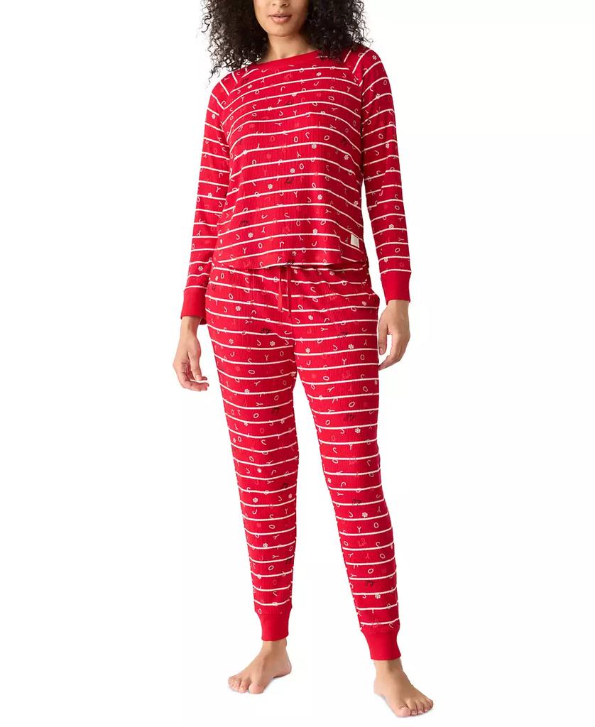 GAP GapBody Women's Packaged Ribbed Printed Jogger Pajama Set