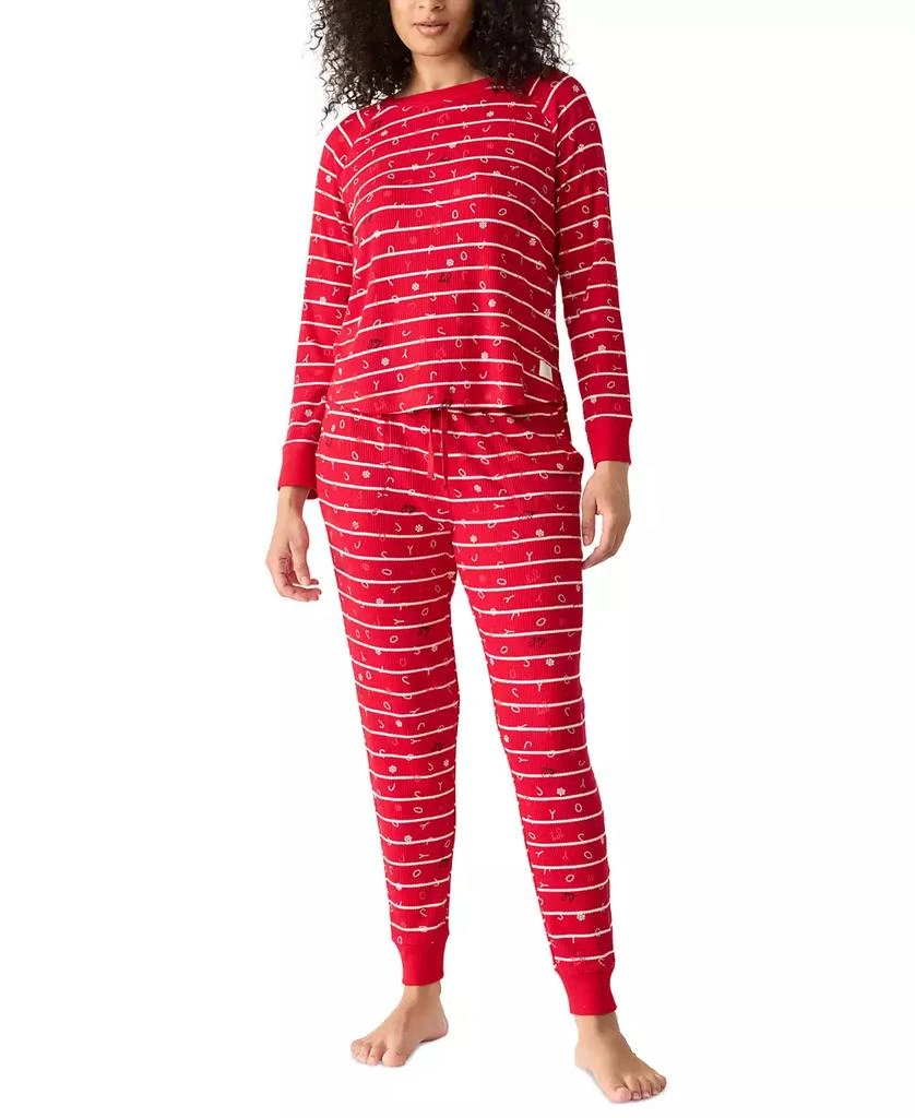 GAP GapBody Women's Packaged Ribbed Printed Jogger Pajama Set 1