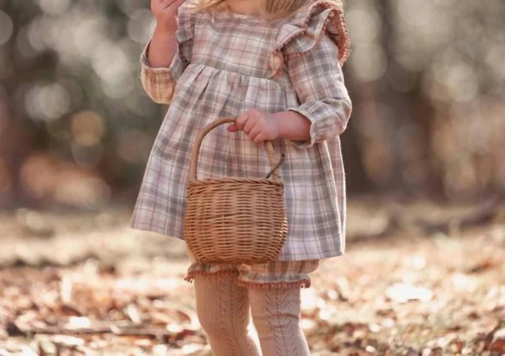Elegant Baby Elegant Baby - Kid
s Plaid Ruffle Shoulder Dress 
Bloomer Set 2