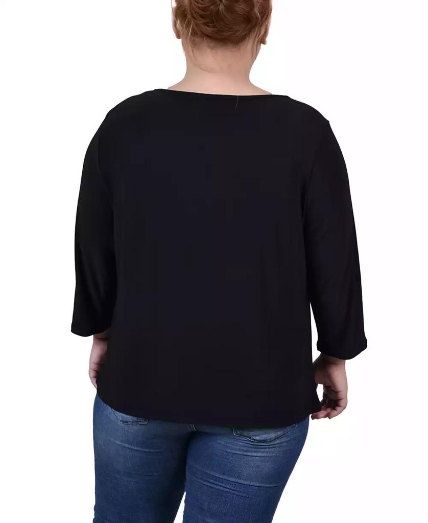 NY Collection Plus Size 3/4 Sleeve Cutout Top