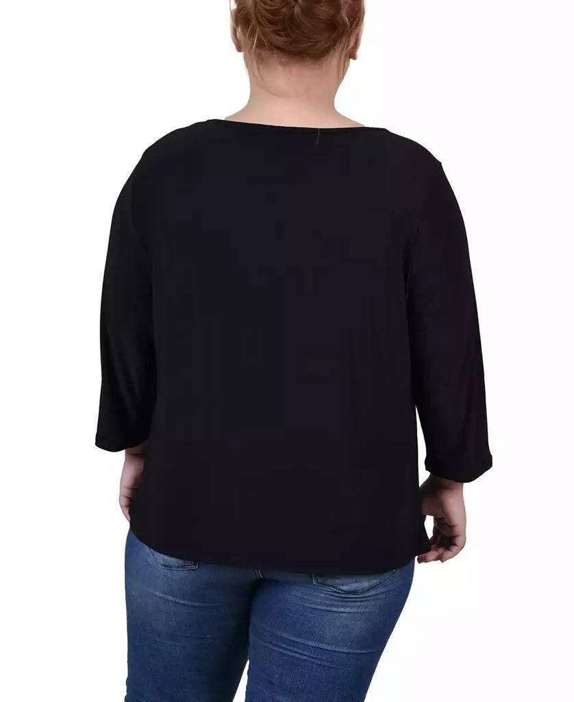 NY Collection Plus Size 3/4 Sleeve Cutout Top 2