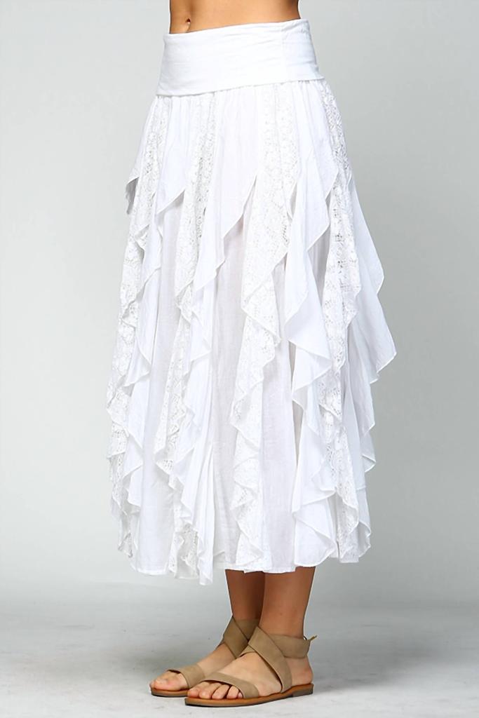 Apparel Love Lace Ruffle Skirt In White