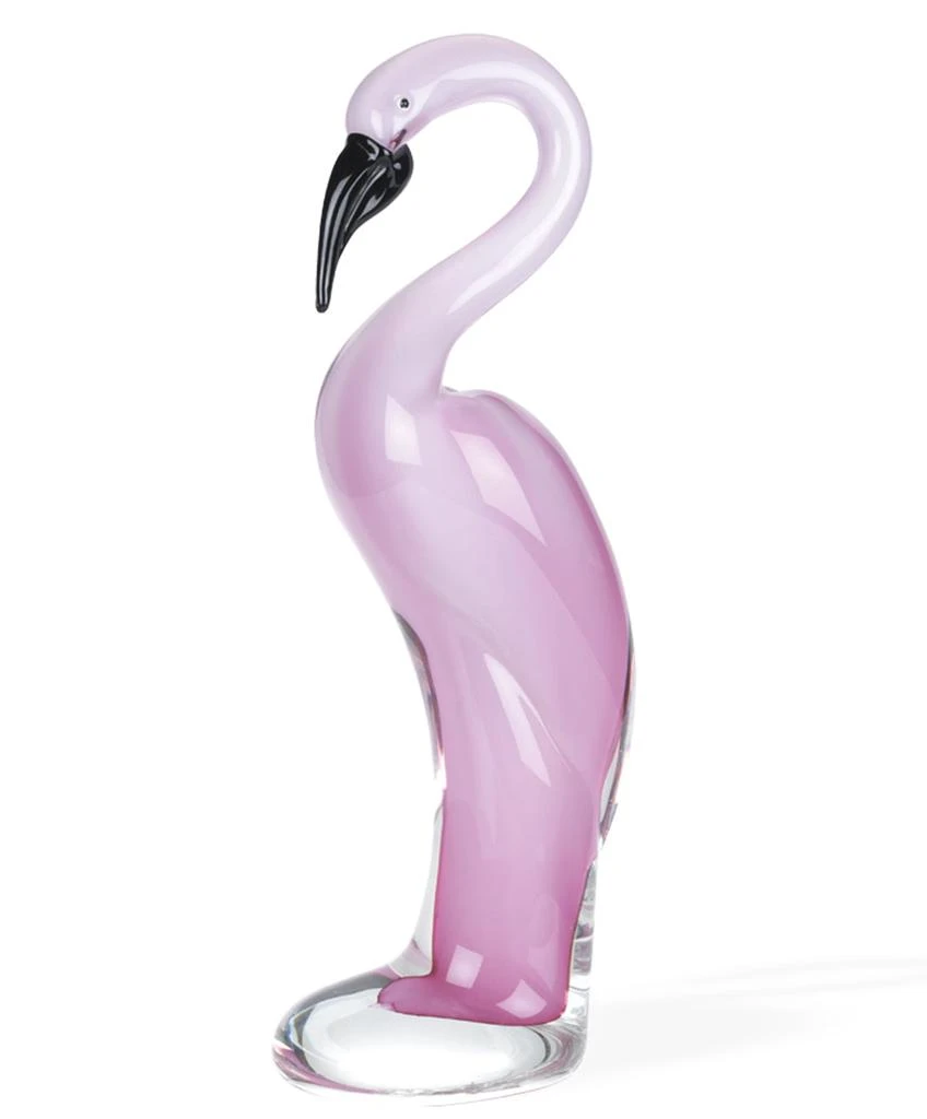 Homezia 15" Pink Murano Glass Flamingo Figurine Tabletop Sculpture 1