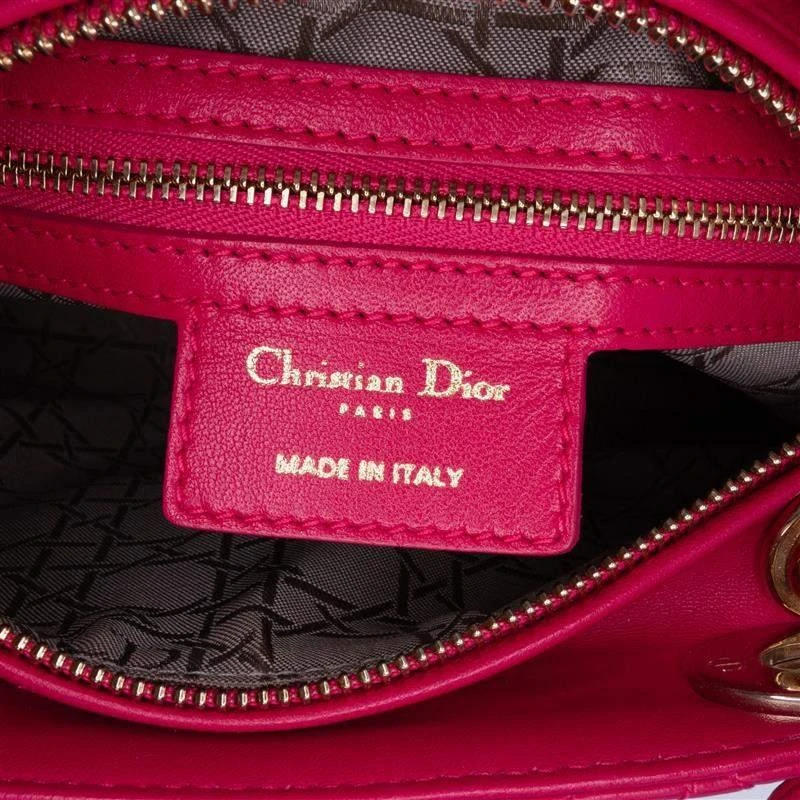 Dior Dior Pink Lambskin Cannage Medium  Lady Dior 7