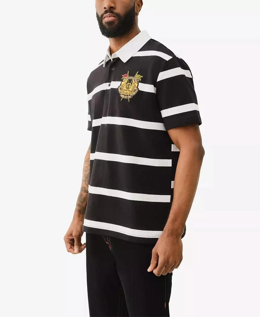 True Religion Men's Short Sleeve Striped Crest Polo Shirt 3
