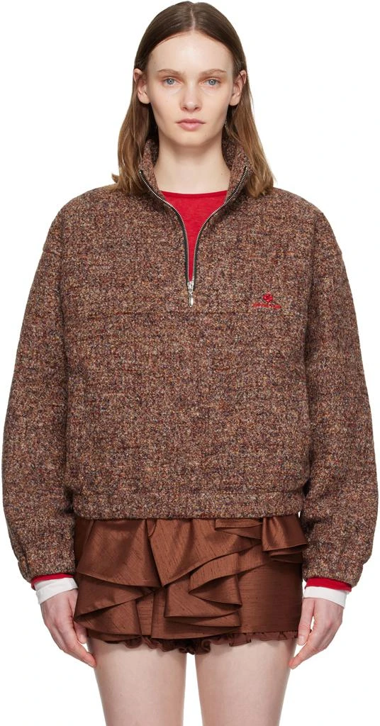 Shushu/Tong Brown Stand Neck Pullover Sweater