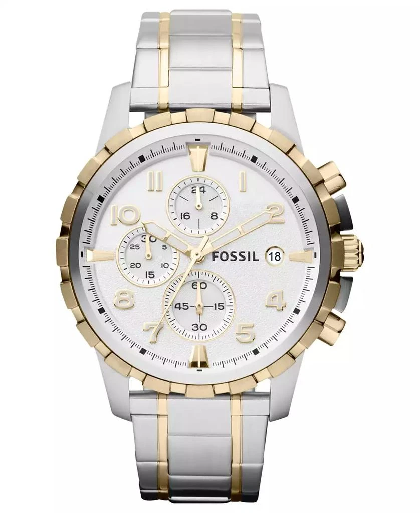Fossil Men's Chronograph Dean Two-Tone Stainless Steel Bracelet Watch 45mm FS4795 1
