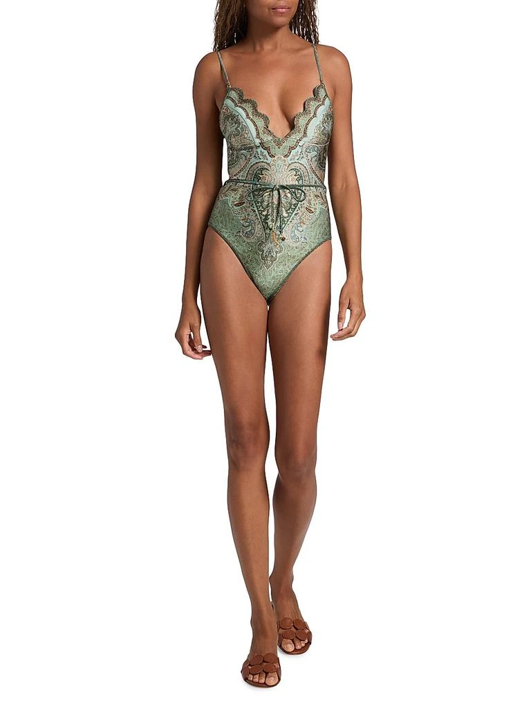 Zimmermann Wanderlust Paisley Tie-Waist One-Piece Swimsuit 2