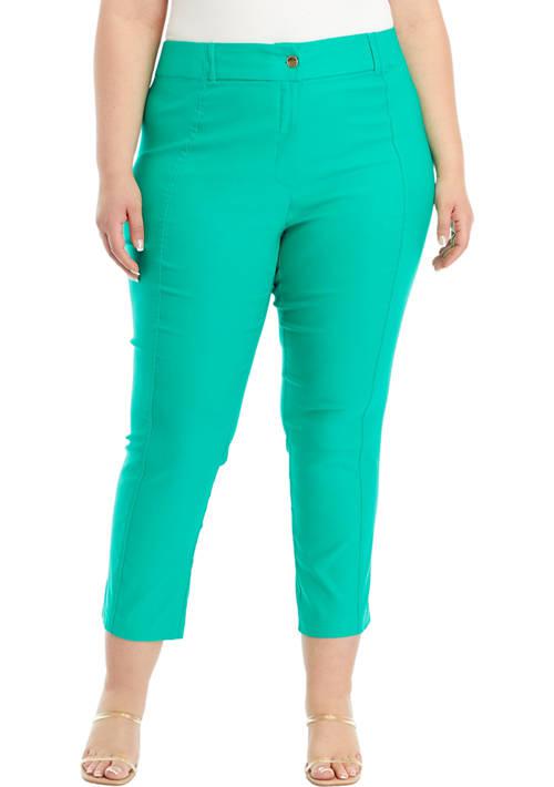 Rafaella Plus Size Satin Straight Leg Cropped Pants