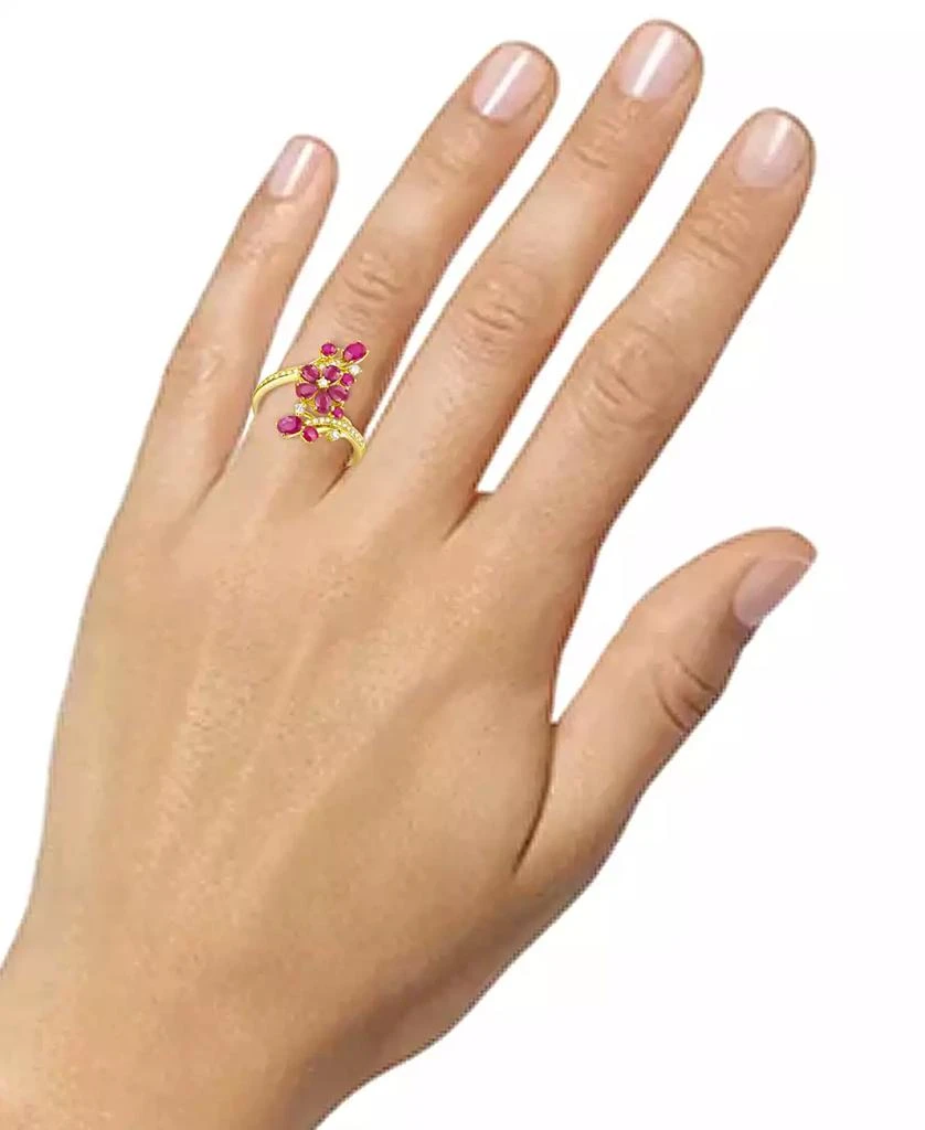 Macy's Ruby (1-1/2 ct. t.w.) & Diamond (1/4 ct. t.w.) Flower Statement Ring in 14k Gold 2