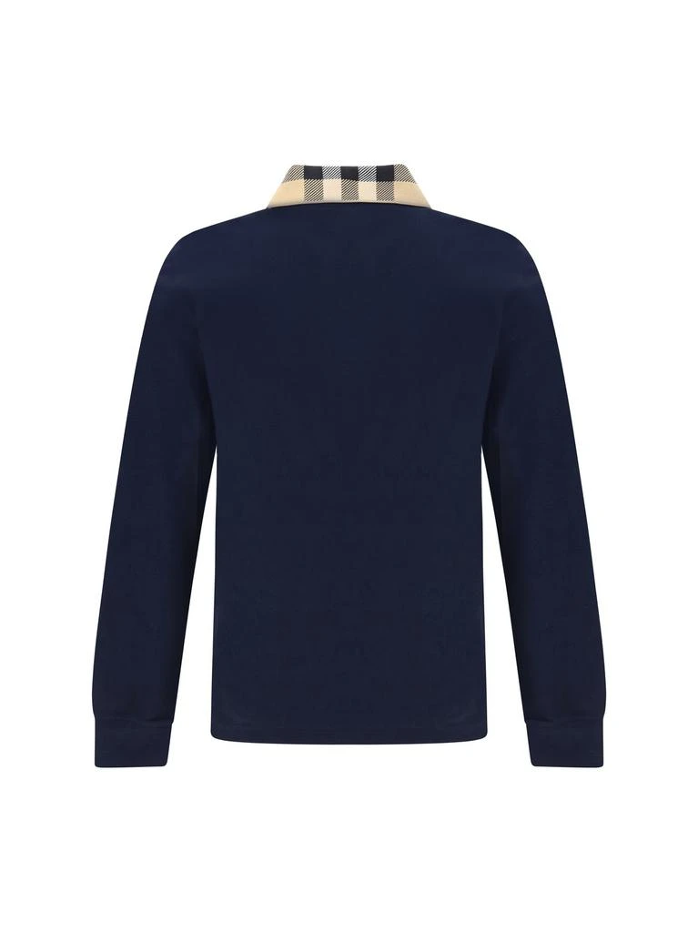 Burberry Burberry Checked Collar Long Sleeved Polo Shirt 2