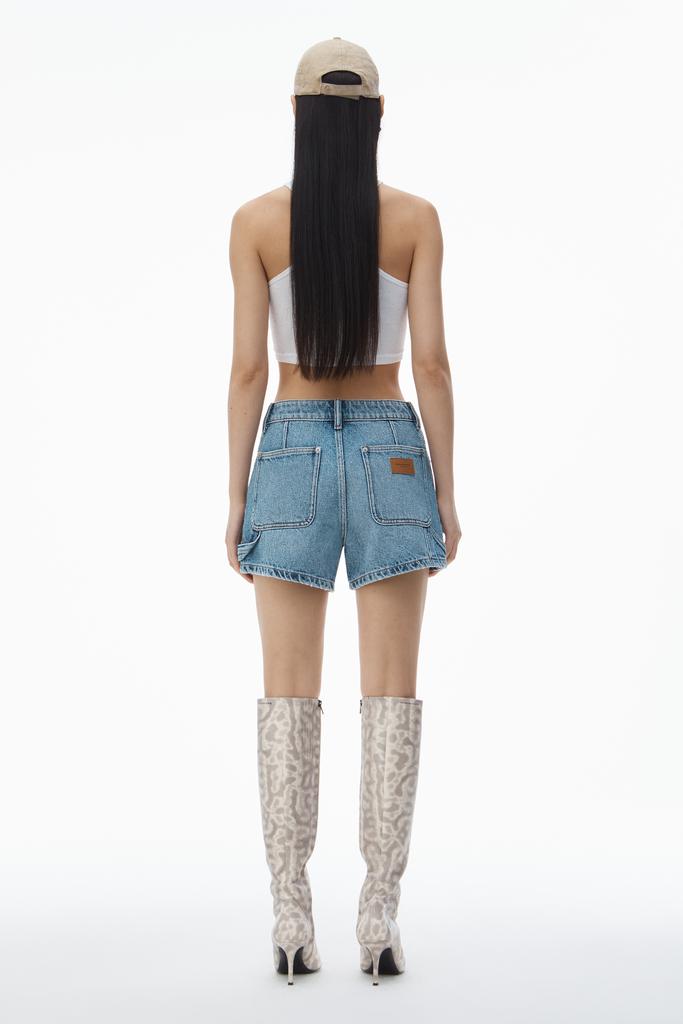 【Alexander Wang】Workwear shorts Alexander Wang High-Waist Workwear Shorts in Clear Bead