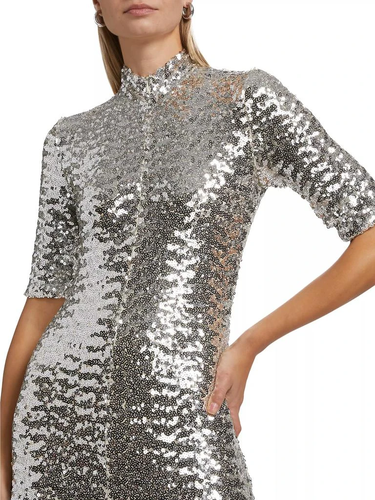 ROSETTA GETTY Sequined Turtleneck A-Line Gown 6