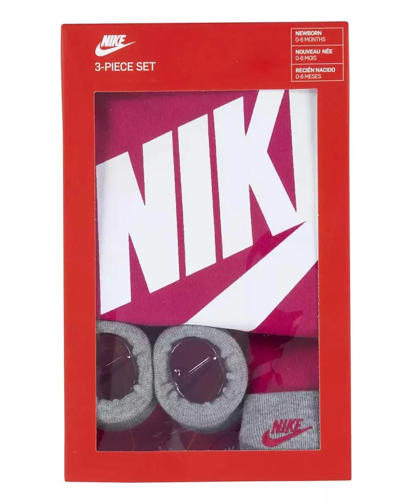 NIKE Baby Boys or Baby Girls Futura Logo Bodysuit, Beanie, and Booties, 3 Piece Gift Box Set 3