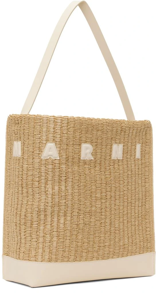 Marni Beige & Off-White Raffia-Effect Museo Medium Tote 2