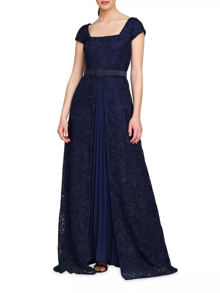 Kay Unger Claudia Lace-Chiffon Pleated Gown 2