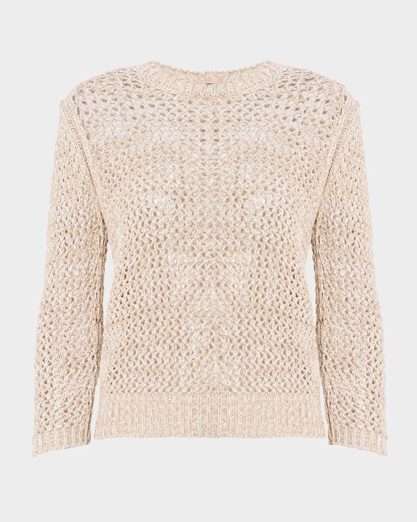 Fabiana Filippi Crewneck Cotton Mesh Knit Sweater