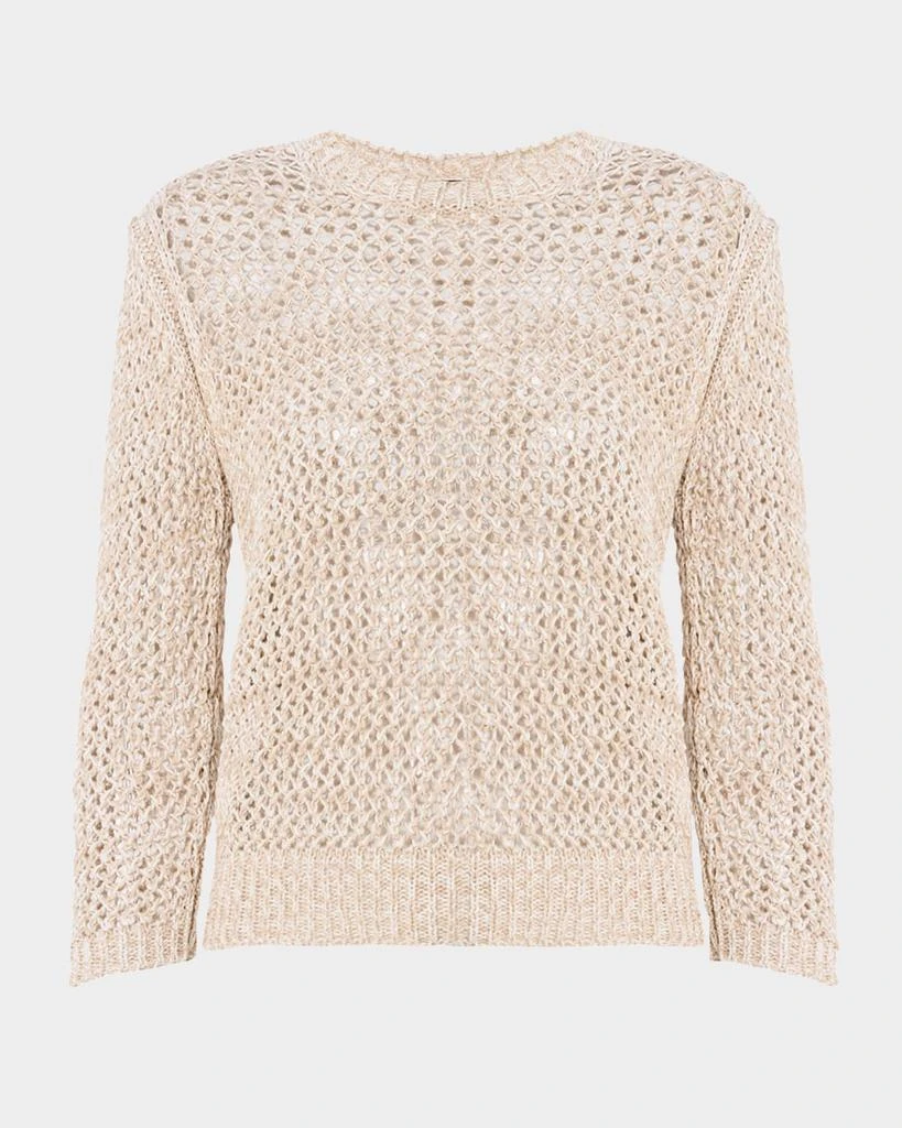 FABIANA FILIPPI Crewneck Cotton Mesh Knit Sweater 1