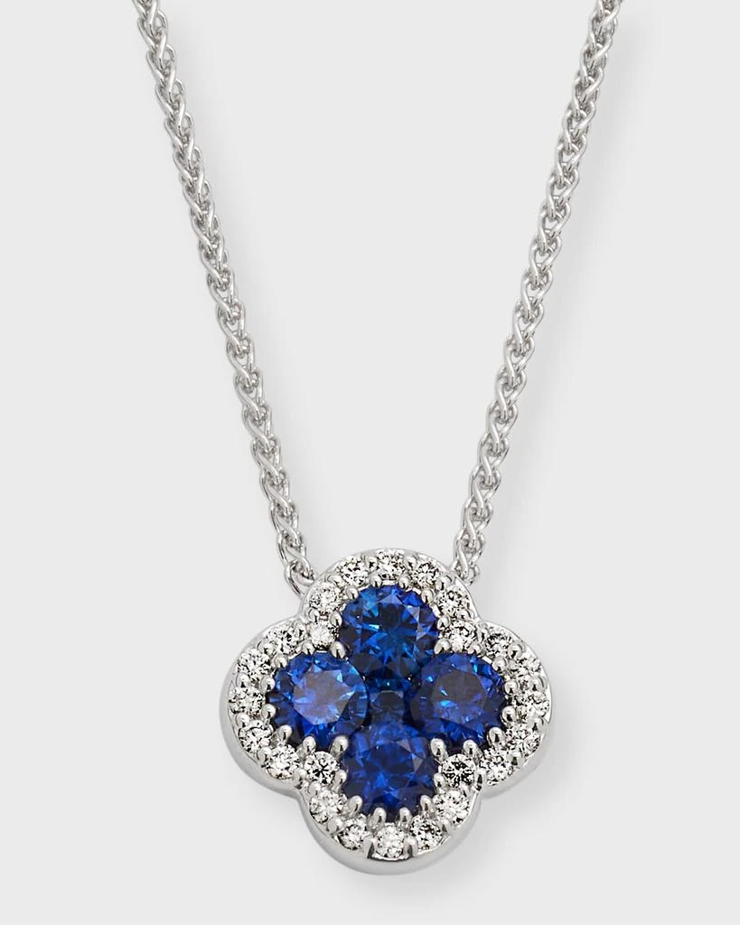 Neiman Marcus Diamonds 18k White Gold Diamond and Sapphire Pendant Necklace, 18"L, 0.80tcw