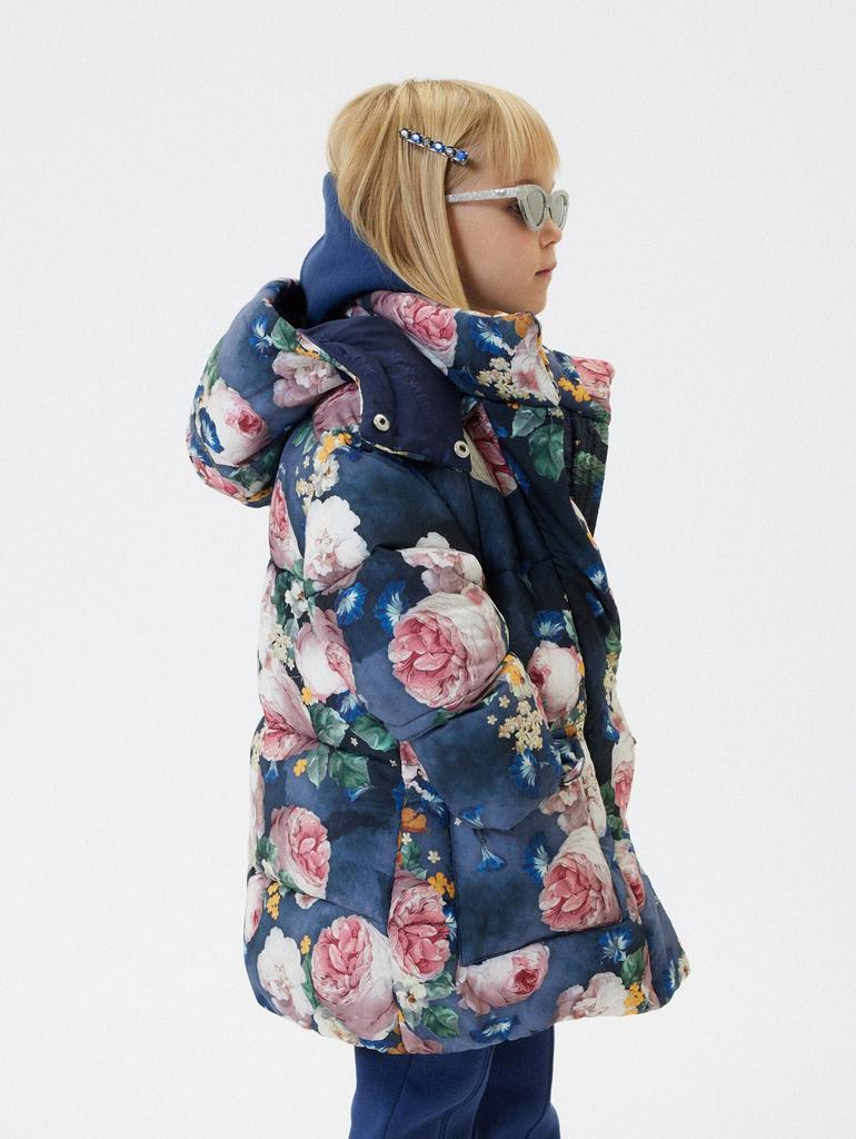 MONNALISA Monnalisa Girls Baroque Roses Puffer Jacket in Blue