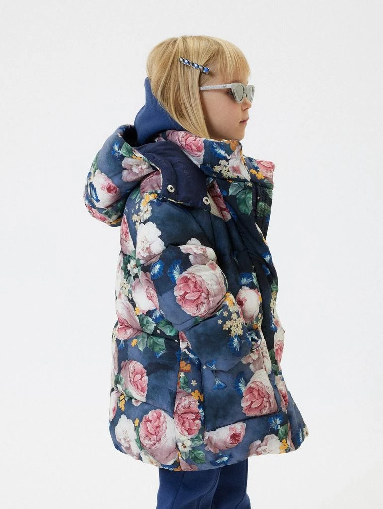 MONNALISA Monnalisa Girls Baroque Roses Puffer Jacket in Blue 2