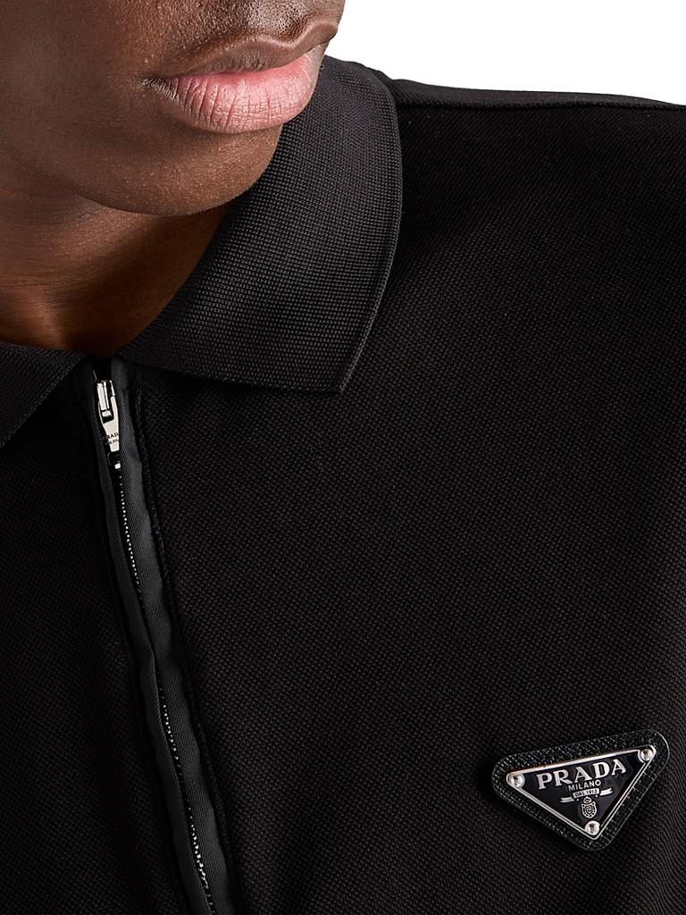 Prada Piqué Polo Shirt with Re-Nylon Details - Polo Shirts - Free