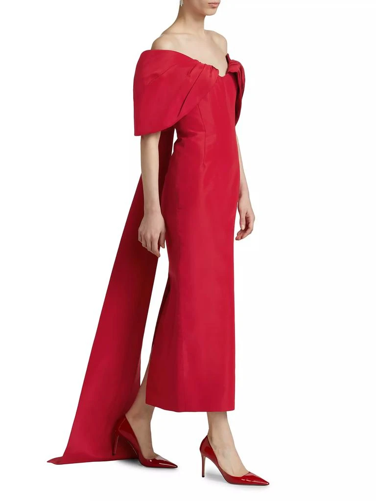 Monique Lhuillier Off-The-Shoulder Silk Draped Column Gown 4