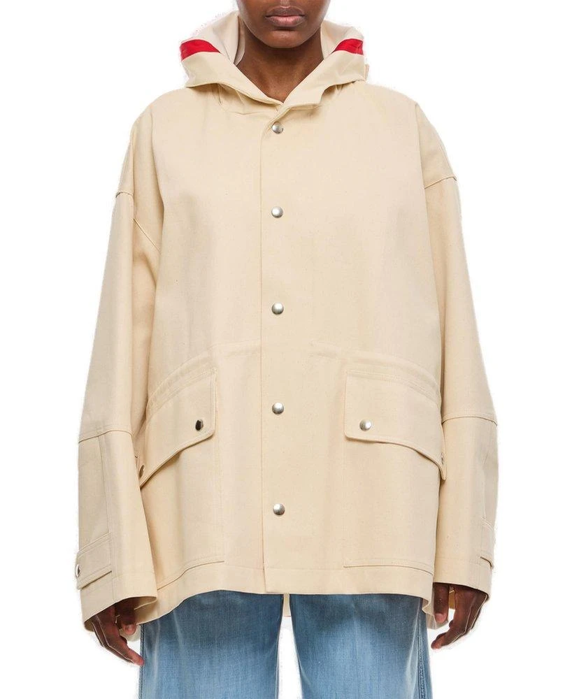 Plan C Plan C Drop-Shoulder Hooded Twill Parka Jacket 1