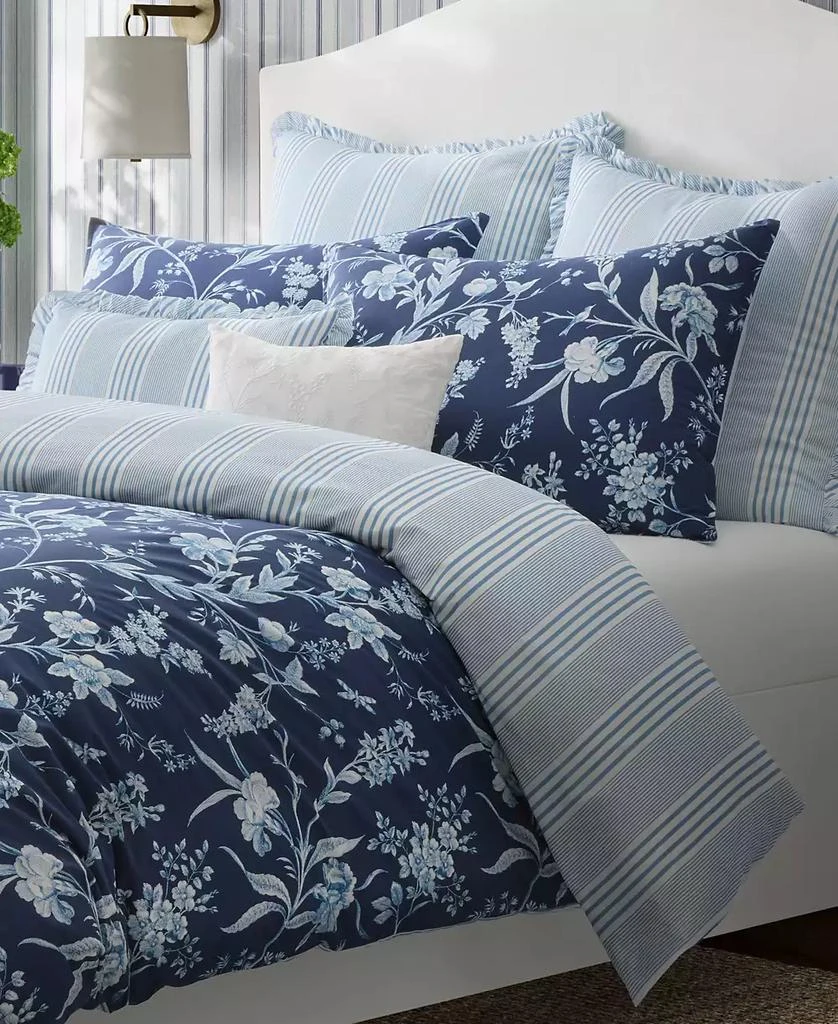 Laura Ashley Branch Toile Cotton Reversible 7 Piece Comforter Set, King 4