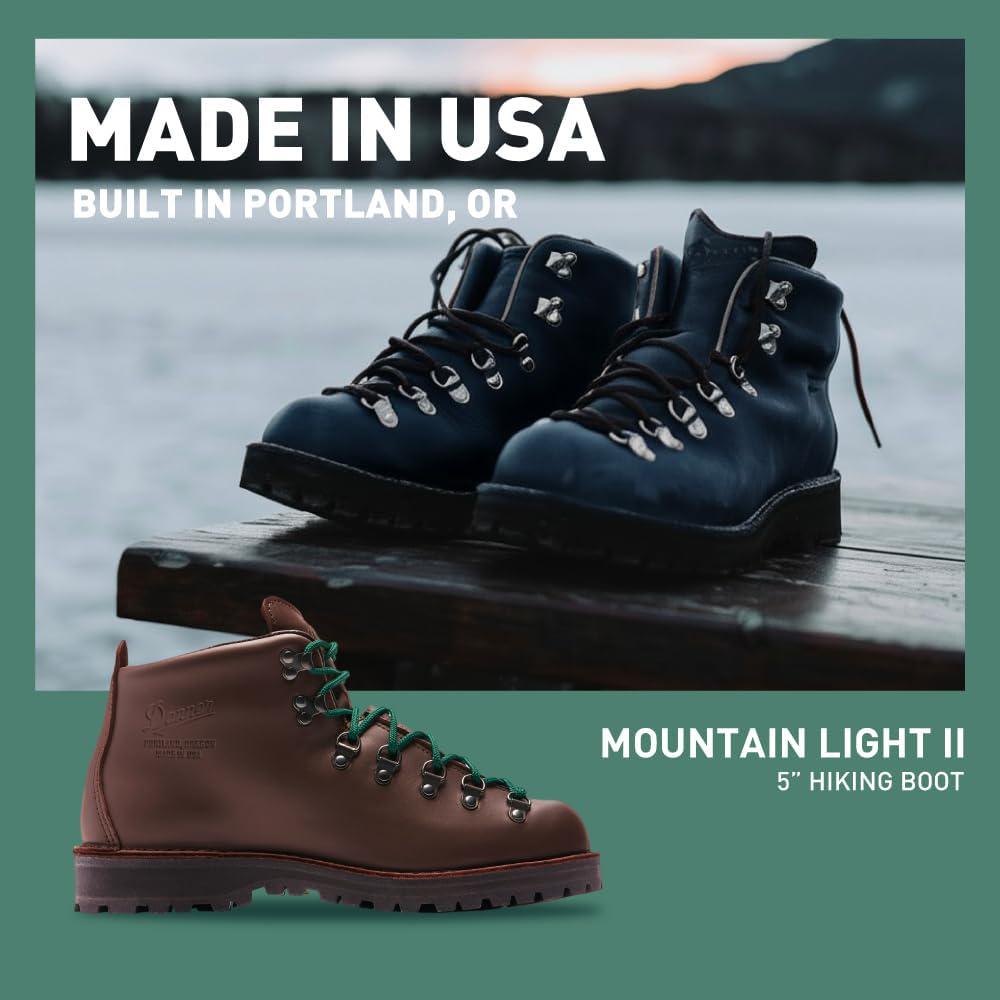 Danner Danner Mountain Light II 5” Gore-Tex Waterproof Hiking Boots for Men with Durable Full-Grain Leather, Breathable Gore-Tex Barrier & Traction Outsole