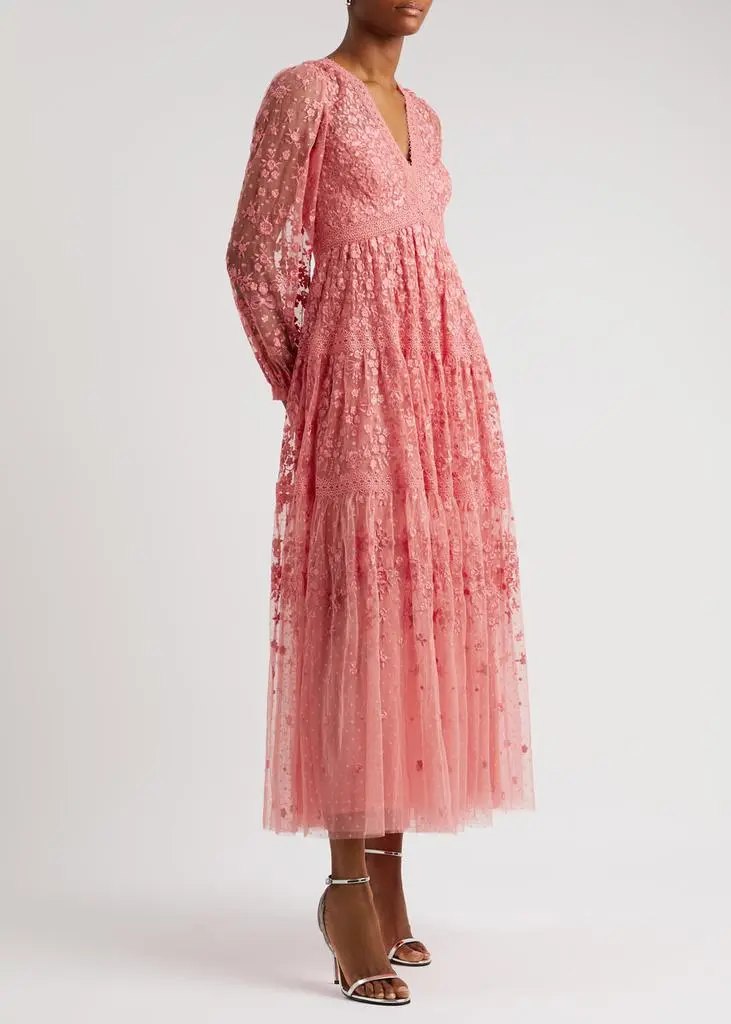 Needle & Thread Celestia Ribbon embroidered tulle maxi dress 4