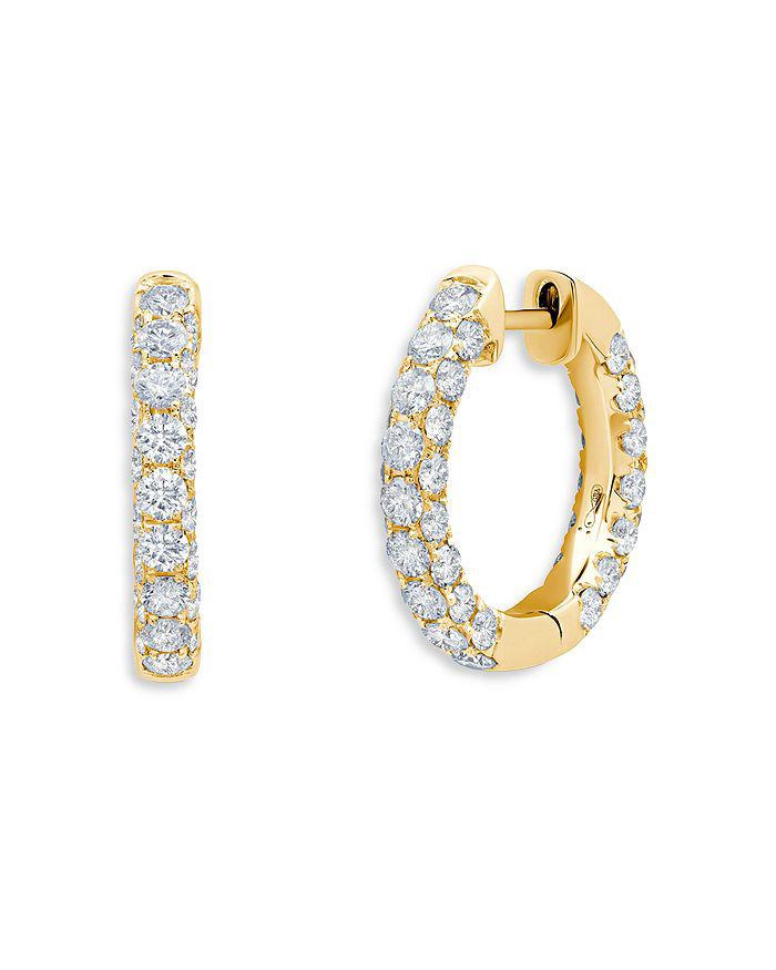 Graziela Gems Gems 18K Yellow Gold Diamond Three Sided Hoop Earrings